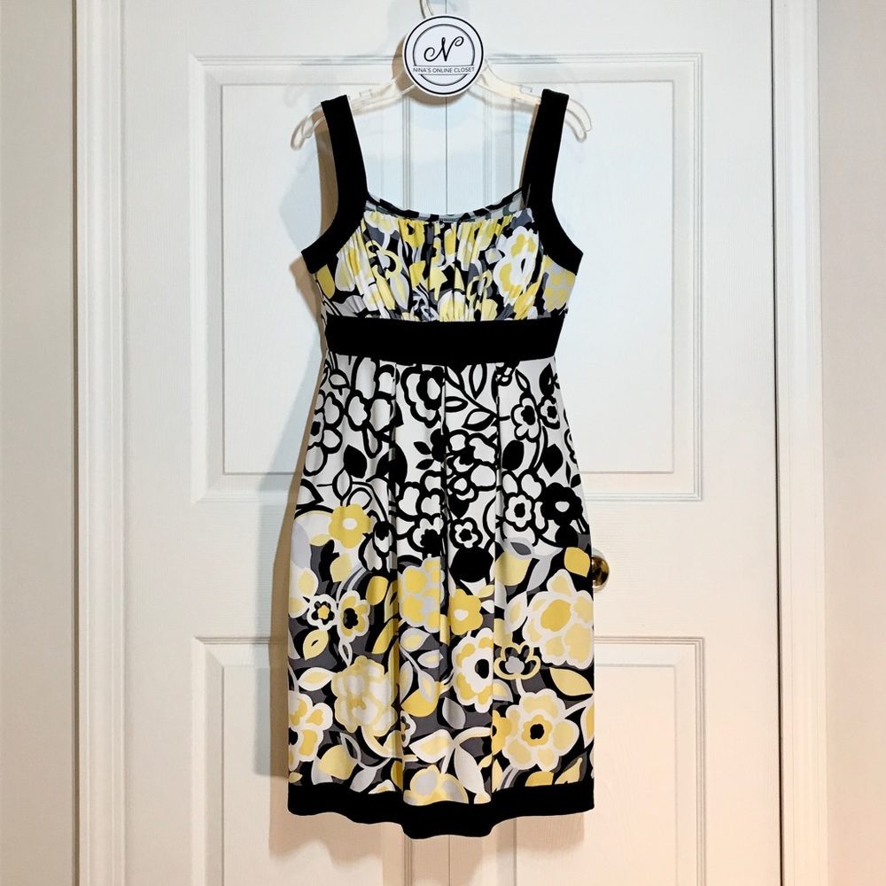 Saint Tropez West Women’s Floral Dress Yellow/Black Size 6